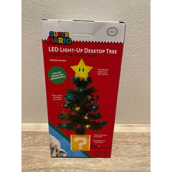 Super Mario ~ LED Light-Up Desktop Tree~Christmas Collectible~10" ~Nintendo~NIB - Picture 2 of 4
